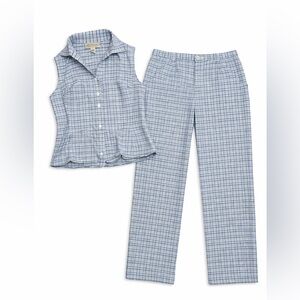 90s Matching Plaid Top and Pant Set